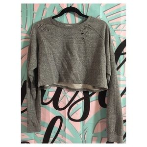 F21 Ripped long sleeve crop top